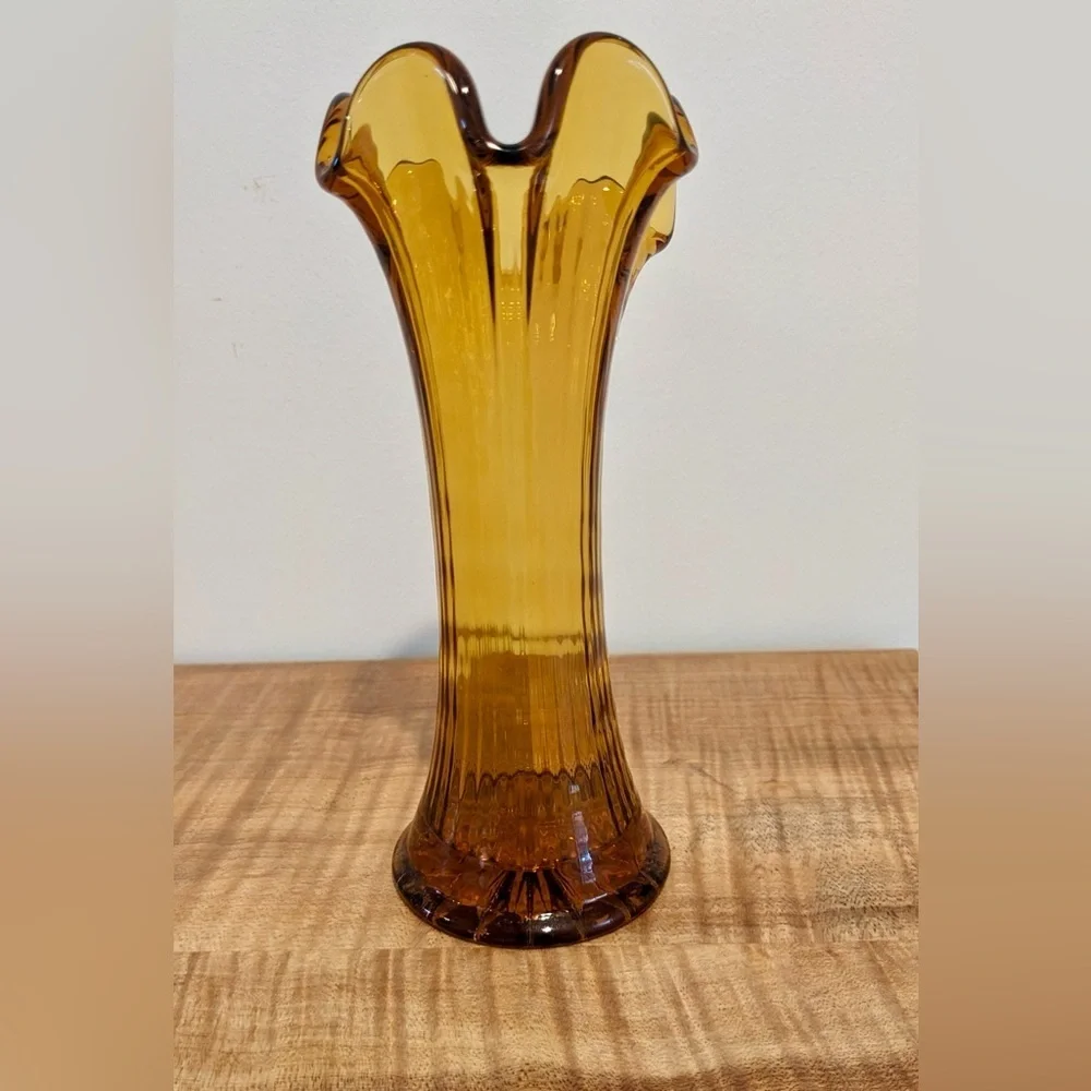 Vintage Amber colored Swung Vase, Marigold Swung Vase by Cozy Cottage Nook